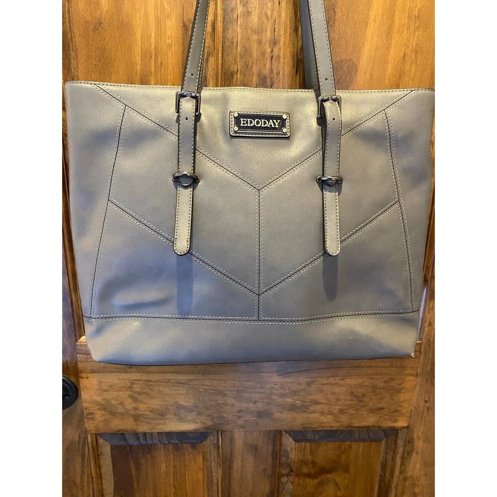 Dark Grey Laptop Work Bag w/ Adj. Straps Beautiful Stitching & Loads of Room